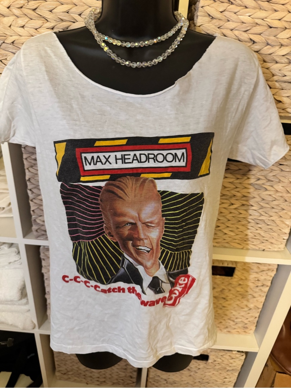 Max Headroom Graphic Tee - White with Multi-Color Print